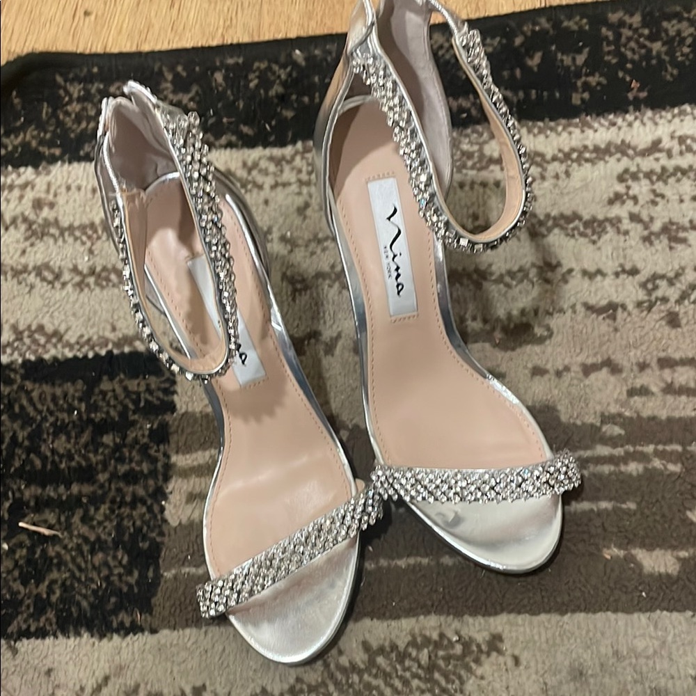 Nina Silver Strappy Heels